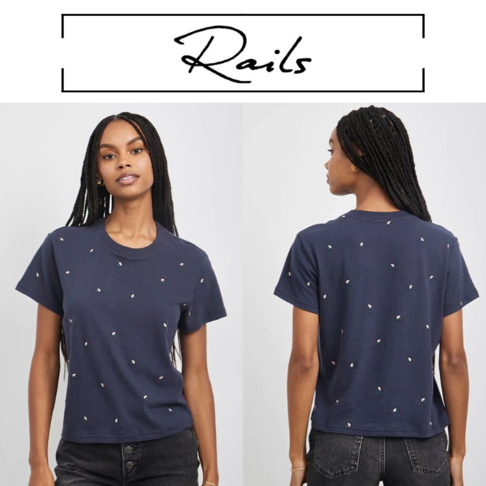 Rails Navy Tee With Subtle Embroidery - image 1